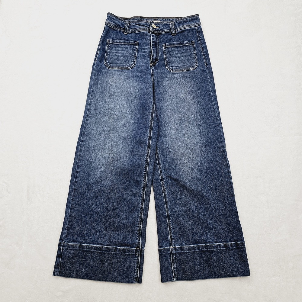 Oat New York Womens 6 28 Cropped Wide Leg High Rise Medium Wash Jeans - Picture 2 of 11